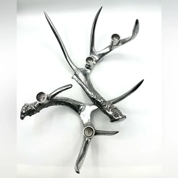 Antler Candle Holder, Silver Aluminum. Holds four candles. - Picture 7 of 16